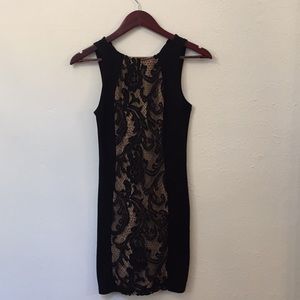 Black and Nude Lace Cocktail Dress